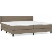 Syfax Cama box spring con colchón tela gris taupe 200x200 cm
