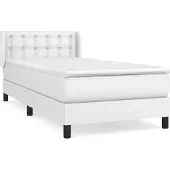 Syfax Cama box spring con colchón cuero sintético blanco 90x190 cm