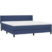Syfax Cama box spring con colchón tela azul 180x200 cm