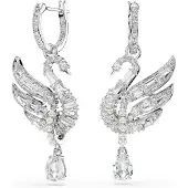 Swarovski Pendientes 'Swan' plata