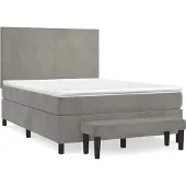 Syfax Cama box spring con colchón terciopelo gris claro 140x200 cm