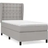 Syfax Cama box spring con colchón tela gris claro 100x200 cm