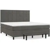 Syfax Cama box spring con colchón terciopelo gris oscuro 180x200 cm