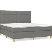 Syfax Cama box spring con colchón tela gris oscuro 180x200 cm