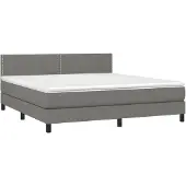 Syfax Cama box spring con colchón tela gris oscuro 180x200 cm