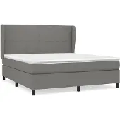 Syfax Cama box spring con colchón tela gris oscuro 180x200 cm