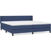Syfax Cama box spring con colchón tela azul 200x200 cm