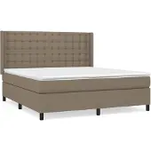 Syfax Cama box spring con colchón tela gris taupe 180x200 cm