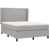 Syfax Cama box spring con colchón tela gris claro 140x190 cm