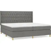 Syfax Cama box spring con colchón tela gris oscuro 200x200 cm