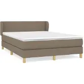 Syfax Cama box spring con colchón tela gris taupe 140x190 cm
