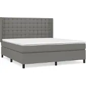 Syfax Cama box spring con colchón tela gris oscuro 160x200 cm