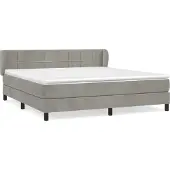 Syfax Cama box spring con colchón terciopelo gris claro 160x200 cm