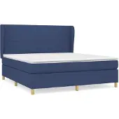 Syfax Cama box spring con colchón tela azul 180x200 cm