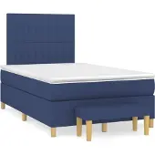 Syfax Cama box spring con colchón tela azul 120x200 cm