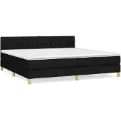 Syfax Cama box spring con colchón tela negro 200x200 cm