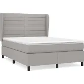 Syfax Cama box spring con colchón tela gris claro 140x200 cm