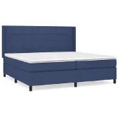 Syfax Cama box spring con colchón tela azul 200x200 cm
