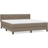 Syfax Cama box spring con colchón tela gris taupe 160x200 cm