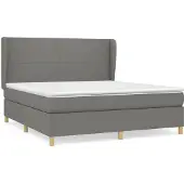 Syfax Cama box spring con colchón tela gris oscuro 160x200 cm