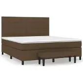 Syfax Cama box spring con colchón tela marrón oscuro 180x200 cm