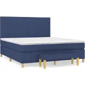 Syfax Cama box spring con colchón tela azul 180x200 cm