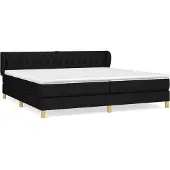 Syfax Cama box spring con colchón tela negro 200x200 cm