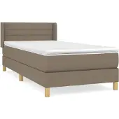 Syfax Cama box spring con colchón tela gris taupe 100x200 cm