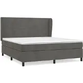 Syfax Cama box spring con colchón terciopelo gris oscuro 160x200 cm