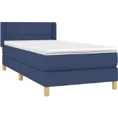 Syfax Cama box spring con colchón tela azul 90x200 cm