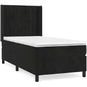 Syfax Cama box spring con colchón cuero sintético negro 90x190 cm