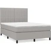 Syfax Cama box spring con colchón tela gris claro 140x200 cm