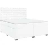 Syfax Cama box spring con colchón cuero sintético blanco 200x200 cm