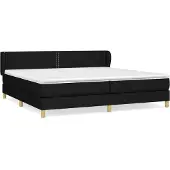 Syfax Cama box spring con colchón tela negro 200x200 cm