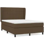 Syfax Cama box spring con colchón tela marrón oscuro 140x190 cm