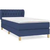 Syfax Cama box spring con colchón tela azul 90x200 cm