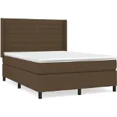 Syfax Cama box spring con colchón tela marrón oscuro 140x200 cm