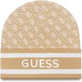 GUESS Gorra 'SEVYN 4G LOGO BEANIE SWTR' beige / blanco