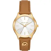 Michael Kors Reloj analógico 'SLIM RUNWAY' caramelo / oro / blanco