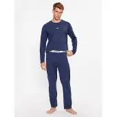 GUESS Pijama largo 'Derrick' azul / blanco