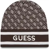 GUESS Gorra 'SEVYN 4G LOGO BEANIE SWTR' cognac / blanco