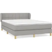 Syfax Cama box spring con colchón tela gris claro 140x200 cm