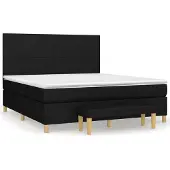 Syfax Cama box spring con colchón tela negro 180x200 cm