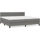 Syfax Cama box spring con colchón tela gris oscuro 200x200 cm