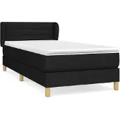 Syfax Cama box spring con colchón tela negro 80x200 cm