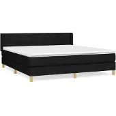 Syfax Cama box spring con colchón tela negro 180x200 cm