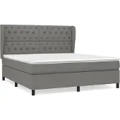 Syfax Cama box spring con colchón tela gris oscuro 160x200 cm