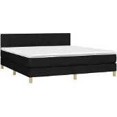 Syfax Cama box spring con colchón tela negro 160x200 cm