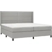 Syfax Cama box spring con colchón tela gris claro 200x200 cm