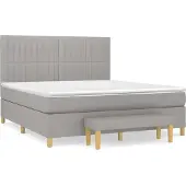 Syfax Cama box spring con colchón tela gris claro 160x200 cm